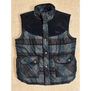 Kane & Unke Men’s XL Plaid Quilted Puffer Vest Corduroy Yoke Gorpcore Cabincore